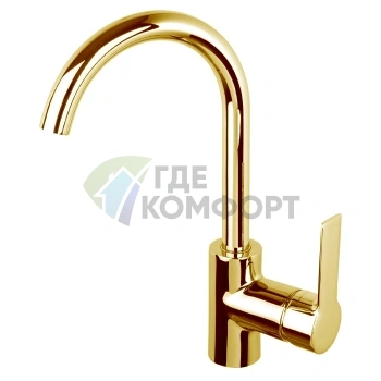 Смеситель для раковины FIMA Carlo Frattini Mast с вращающимся изливом и донным клапаном в цвете золото (F3151OR) - фото 1