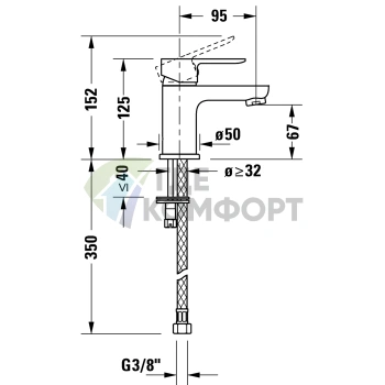 Смеситель для раковины Duravit A.1 однорычажный с донным клапаном, хром (A11010001010) - фото 2