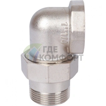 Разъемное угловое соединение американка ВН 1 1/4, уплотнение под гайкой o-ring кольцо, никелированное Stout - фото 1