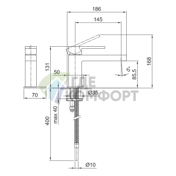 Смеситель для раковины Fantini AR/38 хром: короткий излив, один вход (38 02 3303SWF) - фото 2