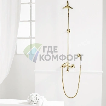 Stella Eccelsa Душевой комплект 3284/33: смеситель, верхний и ручной душ в золоте 24К (EC 02514 AU00) - фото 1