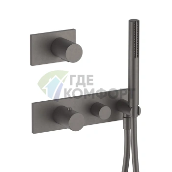 Встраиваемый термостат для душа Fantini Milano на 2 источника, цвет Matt Gun Metal (31 P5 4712B) - фото 1