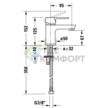 Смеситель для раковины Duravit A.1 на 1 отверстие, хром (A11010002010) - фото 2