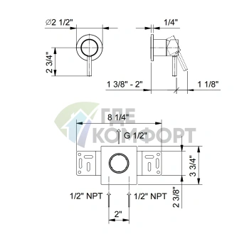 Встраиваемый смеситель для душа Fantini Nostromo Matt Gun Metal PVD (50 P5 E863B) - фото 2