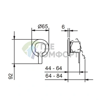 Встраиваемый смеситель для душа Fantini Lame на 1 источник с наружной частью в цвете хром (24 02 M163B) - фото 2