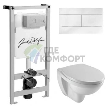 Комплект для подвесного унитаза Jacob Delafon: чаша Patio E4187, инсталляция E5504-NF и крышка-сиденье с микролифтом - фото 1