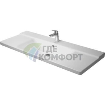 Раковина Duravit P3 Comforts для мебели с перел с 3 отв под смеситель вкл заглушку для перелива хром 1250x500мм Цвет Белый - фото 1