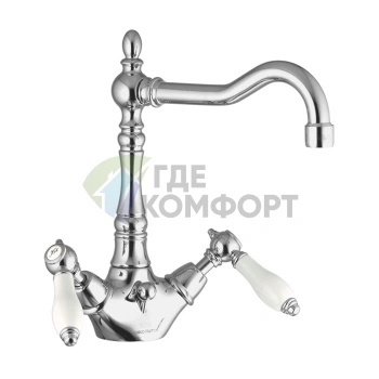 Смеситель для раковины FIMA Carlo Frattini Herend с поворотным изливом и донным клапаном, хром (F5411CR) - фото 1