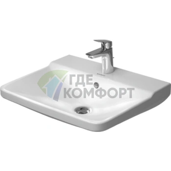 Раковина Duravit P3 Comforts с перел с 3 отв под смеситель вкл заглушку для перелива хром 650x500мм Цвет Белый - фото 1