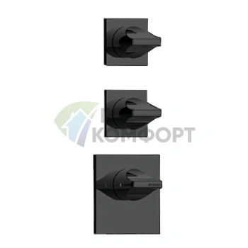 Смеситель для душа термостатический BOSSINI APICE черный матовый со встраиваемой частью и двумя запорными вентилями (Z035203.073) - фото 1