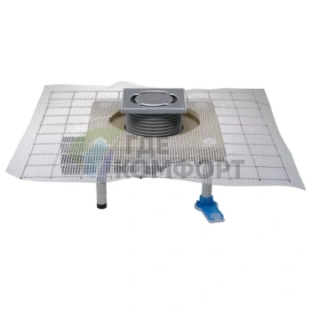 Трап HL80C с решеткой 115x115 мм-незамерзающим затвором-и выпуском в виде поворотного шарнира от 0° до 90° - фото 1