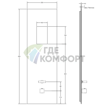 Настенная сенсорная панель GESSI BINARIO с термостатическим смесителем, закаленное стекло, ручки Mirror Steel, черный (61217#238) - фото 2