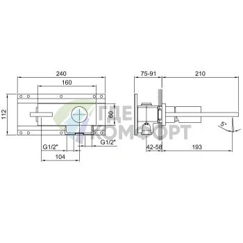 Смеситель для раковины Fantini Milano встраиваемый двухвентильный матовая натуральная сталь (31 93 E613B) - фото 2