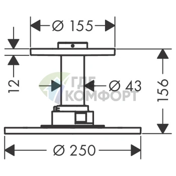 Верхний душ AX ShowerSolution 250 мм, потолочный монтаж, хром (35286000) - фото 2