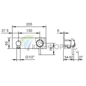 Смеситель для душа Fantini Nostromo встраиваемый хром (50 02 E888B) - фото 2