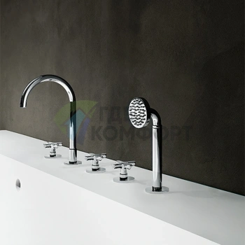 Смеситель для ванны Fantini Icona Classic с ручным душем, на борт, хром (53 02 R065) - фото 1