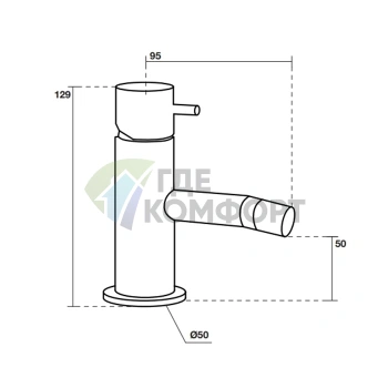 Смеситель для биде Kerasan Nolita однорычажный, на 1 отверстие, без донного клапана, хром (922990 cr) - фото 2