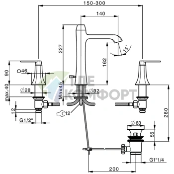 Смеситель для раковины CISAL Cherie трехдырковый золото/черный матовый (CF0010607C) - фото 2