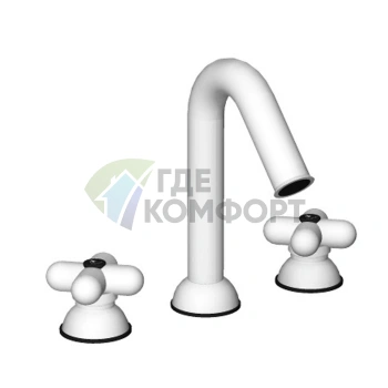 Смеситель для раковины Fantini I Balocchi трехдырковый с нажимным донным клапаном, белый матовый (60 29 0504) - фото 1