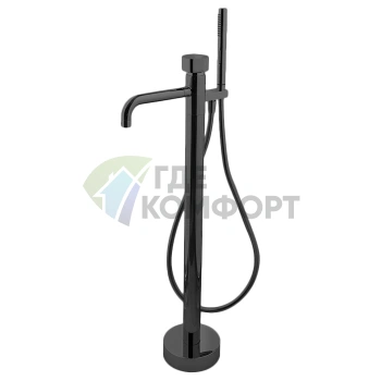 Напольный смеситель для ванны FIMA|Carlo Frattini SO с душевым комплектом, брашированный черный хром (F3184/4CS) - фото 1