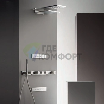 Двойной верхний душ Fantini Milano в матовой стали (86 93 8035B) - фото 1