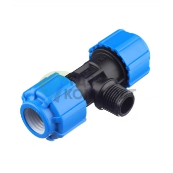 Тройник с наружной резьбой 20x1/2x20 ПНД Политэк - фото 1