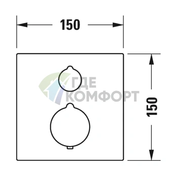 Термостатический смеситель для душа Duravit C.1 скрытого монтажа (квадрат, хром) (C14200015010) - фото 2