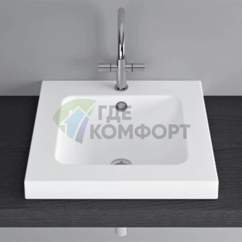 Раковина BETTEOne встраиваемая на столешницу 53x53x9 см с 1 отв под смеситель с переливом цвет белый - фото 1