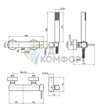 Смеситель для душа внешнего монтажа с душевым комплектом FIMA Carlo Frattini Spillo Up хром (F3035CR) - фото 2