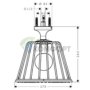 Потолочный душ AX LampShower с подсветкой, дизайн Nendo, хром (26032000) - фото 2