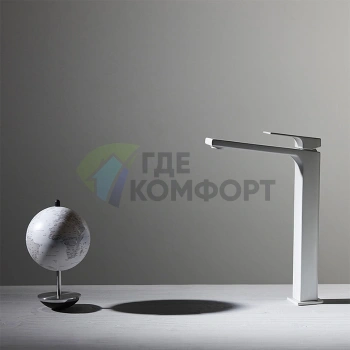 Смеситель для раковины Carlo Frattini однорычажный высокий с керамическим клапаном, белый матовый (F3381/HBS) - фото 1