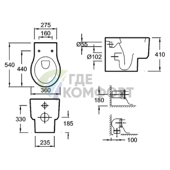 Приставной унитаз Jacob Delafon Formilia Viragio E4772-00: компактное решение для вашего санузла - фото 3