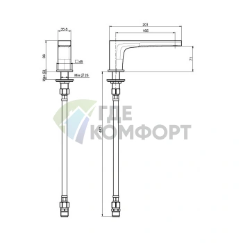 Излив для ванны FIMA Carlo Frattini Fit, на борт, 165 мм, белый матовый (F2415BS) - фото 2