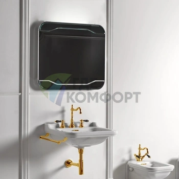 Раковина Kerasan Waldorf керамическая 120х55см c 1 отверстием под смеситель белая цвет заглушки-золото - фото 1