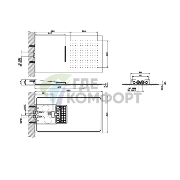 Верхний душ GESSI Tremillimetri QUADRO 300x550 мм черный без переключателя (33083#299) - фото 2