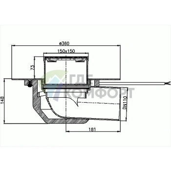 Кровельная воронка HL64.1BF с трапом и электрообогревом - фото 3