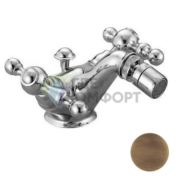 Смеситель для биде двухвентильный на 1 отверстие цвет бронза CISAL Arcana America (AA00055027) - фото 1