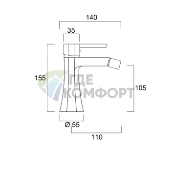 Смеситель для биде SIMAS EIFFEL однорычажный хром (EIMMB cr) - фото 2
