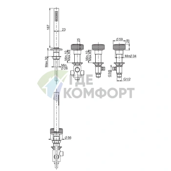 Смеситель для ванны наборный FIMA Carlo Frattini Texture без излива, цвет хром (F5614/1HCR) - фото 2