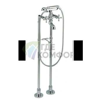 Напольный смеситель CISAL Arcana для ванны: двухвентильный, с ручной лейкой, держателем и шлангом 150 см, хром (AC00420021) - фото 1