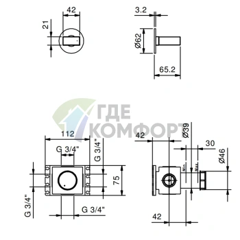 Запорный вентиль FANTINI VENEZIA внешняя часть без ручки Nickel PVD (29 95 N291SB) - фото 2
