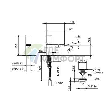Смеситель для раковины Fantini Milano с компактным изливом, хром (31 02 3051F) - фото 2