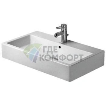 Раковина Duravit Vero Умывальник шлифованный с перел с 3 отв под смеситель включая крепление 800x470мм Цвет Черный - фото 1
