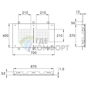 Потолочный душ Stella Wellness R700W 700x400 см на 2 потребителя со встроенной панелью, цвет STEEL (DI 11808 ST00) - фото 2