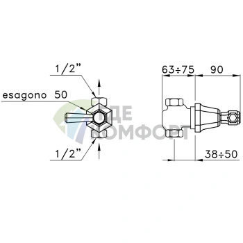 Запорный вентиль Stella Eccelsa Leve 1/2 хром (EL 01100 CR00) - фото 2