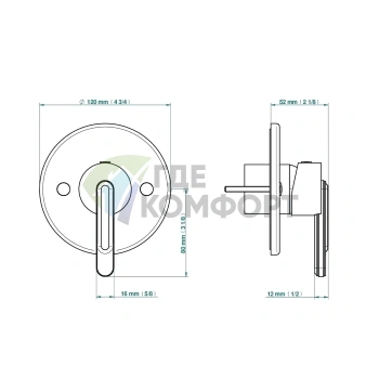 Смеситель для душа THG Corvia Fior di Bosco: встраиваемый однорычажный, полированное золото (U8L-F01-6540B) - фото 2