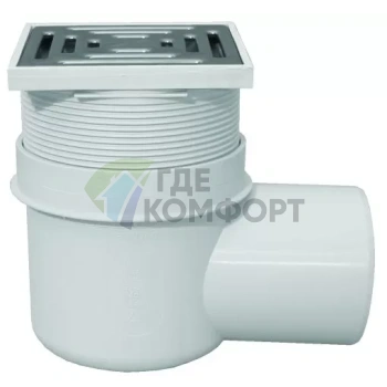 Трап HL72N с решеткой 147x147 мм-с сеткой и горизонтальным выпуском DN110 - фото 1