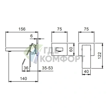 Смеситель для раковины Fantini Mint встраиваемый на 2 отверстия без донного клапана (нержавеющая сталь) (34 93 F809B) - фото 2