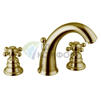 Смеситель для раковины Carlo Frattini Elizabeth на 3 отверстия с донным клапаном в золотом цвете (F5101OR) - фото 1