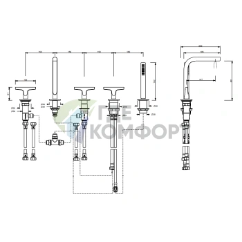 Смеситель для ванны FANTINI SAILING с изливом и ручным душем, цвет Matt Gun Metal (67 P5 J065) - фото 2